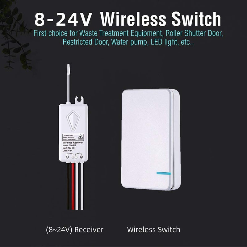HENDUN DC 8V 12V 24V RF Wireless Switch Transmitter & Receiver, 1 Ch 433 Long Range Remote Controller for RV Autos Truck Motor Security Systems Garage Rolling Shutter Door - Image 5